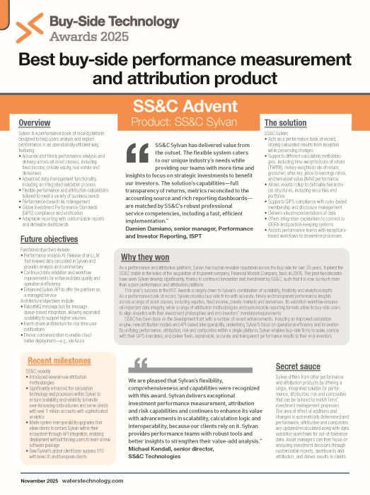poster image for <p>SS&C Sylvan Wins Waters BST Award</p>